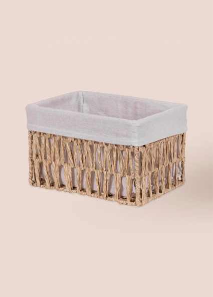 The Mia Cesta Hasır Organizer Sepet Naturel 26x18x16 cm - 4
