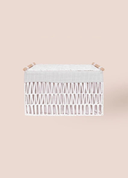 The Mia Cesta Hasır Organizer Sepet Beyaz 52x30x32 cm - 7