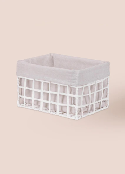 The Mia Braid Hasır Organizer Sepet Beyaz 26x18x16 cm - 4