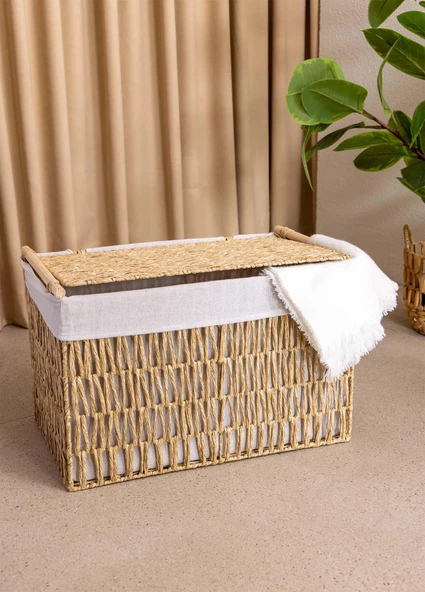 The Mia Cesta Hasır Organizer Sepet Naturel 57x36x37 cm - 5