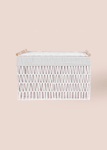 The Mia Cesta Hasır Organizer Sepet Beyaz 57x36x37 cm - 8