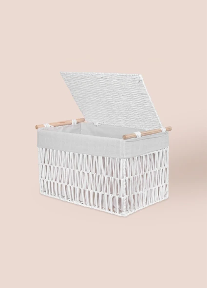 The Mia Cesta Hasır Organizer Sepet Beyaz 52x30x32 cm - 9