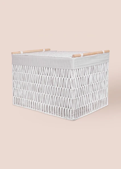 The Mia Cesta Hasır Organizer Sepet Beyaz 62x42x42 cm - 8