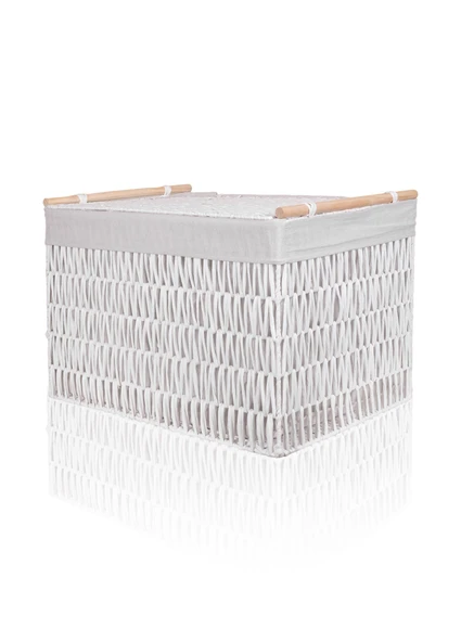 The Mia Cesta Hasır Organizer Sepet Beyaz 62x42x42 cm - 2