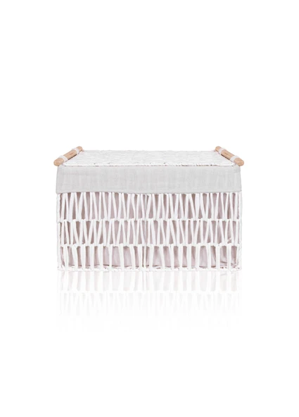 The Mia Cesta Hasır Organizer Sepet Beyaz 52x30x32 cm