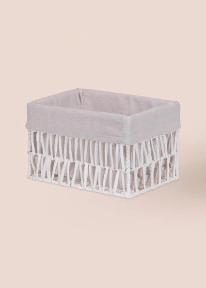 The Mia Cesta Hasır Organizer Sepet Beyaz 26x18x16 cm - 4