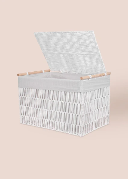 The Mia Cesta Hasır Organizer Sepet Beyaz 57x36x37 cm - 9