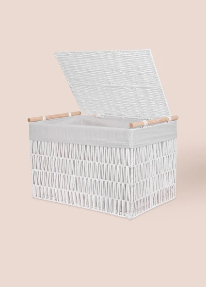 The Mia Cesta Hasır Organizer Sepet Beyaz 57x36x37 cm - 10