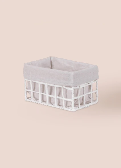 The Mia Braid Hasır Organizer Sepet Beyaz 22x14x13 cm - 4