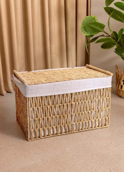 The Mia Cesta Hasır Organizer Sepet Naturel 57x36x37 cm - 4