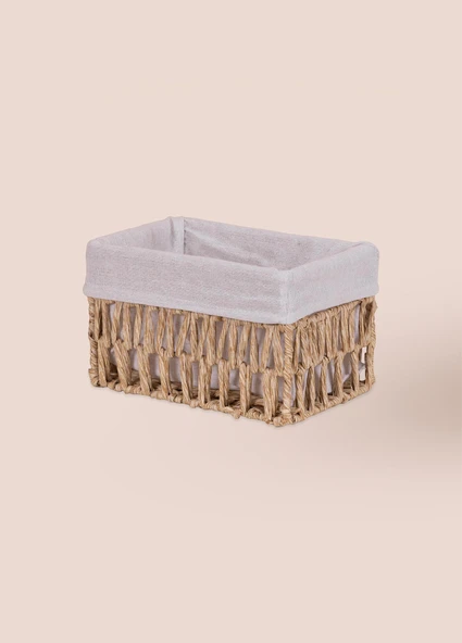 The Mia Cesta Hasır Organizer Sepet Naturel 22x14x13 cm - 4