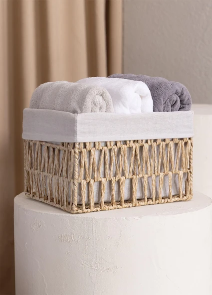 The Mia Cesta Hasır Organizer Sepet Naturel 30x22x19 cm - 2