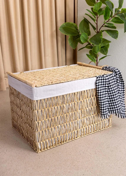 The Mia Cesta Hasır Organizer Sepet Naturel 62x42x42 cm - 4