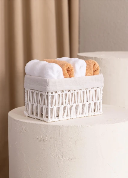 The Mia Cesta Hasır Organizer Sepet Beyaz 22x14x13 cm - 2