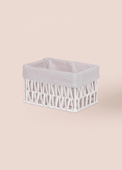The Mia Cesta Hasır Organizer Sepet Beyaz 22x14x13 cm - 4