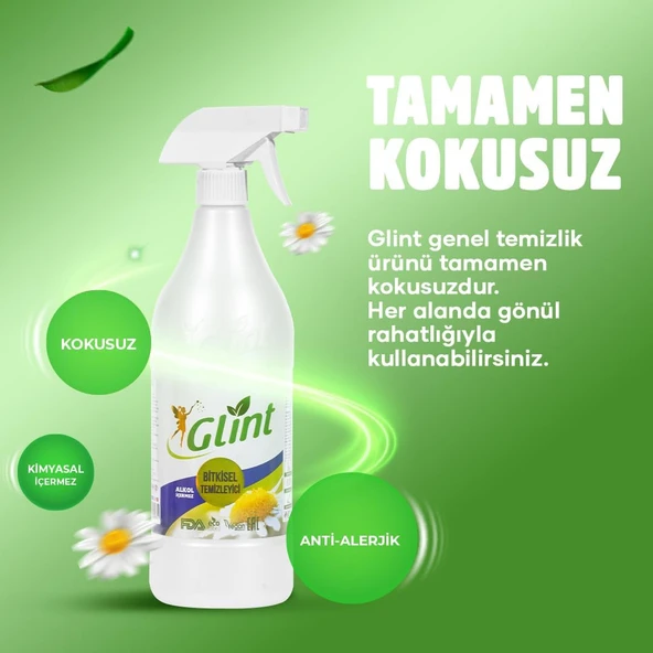 GLİNT 1 Litre %100 Bitkisel Küf Fırın Izgara Temizleyici Yağ Sökücü Çok Amaçlı Yüzey Temizleyici