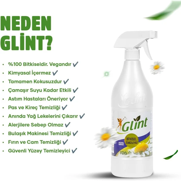 GLİNT 1 Litre %100 Bitkisel Küf Fırın Izgara Temizleyici Yağ Sökücü Çok Amaçlı Yüzey Temizleyici - 4