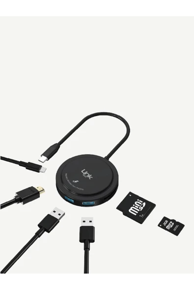 Linktech A200 Premium 7'sı 1 arada Kablosuz Şarj Pedi, USB-C HUB ve Kart Okuyucu - 3