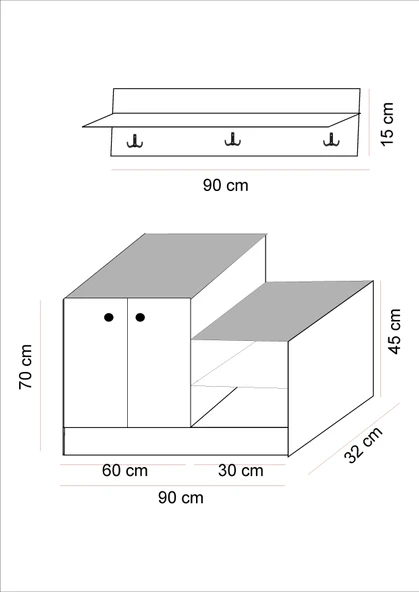modüleva portmanto ayakkabılık çok amaçlı antre dolabı - 4
