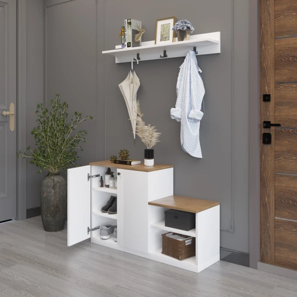 modüleva portmanto ayakkabılık çok amaçlı antre dolabı - 3