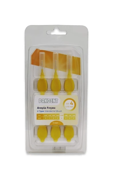 Pakdent Arayüz Fırçası 0,70 mm 6'lı - Sarı