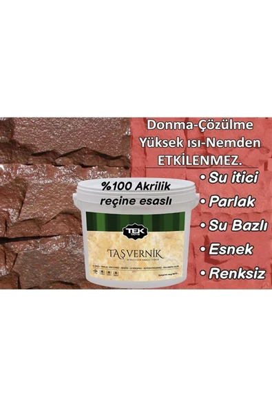 TEK su bazlı çok amaçlı taş ve ahşap verniği 0,75lt şeffaf -hava koşularında etkilenmez-kokusuz - 3