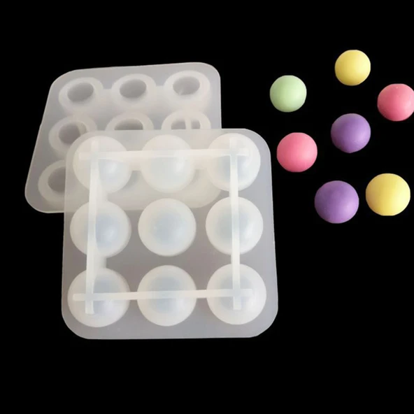 Epoksi Silikon Kalıp Çoklu Küçük Küre Deliksiz Boncuk Anahtarlık Kolye Kalıbı 9 Lu 2.2 CM - Resim 2