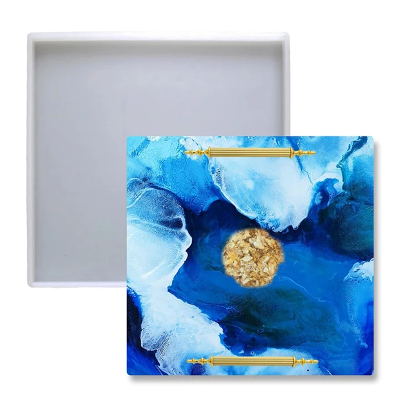 Epoksi Silikon Kalıp YERLİ Düz Tepsi Kalıbı 25X25 CM