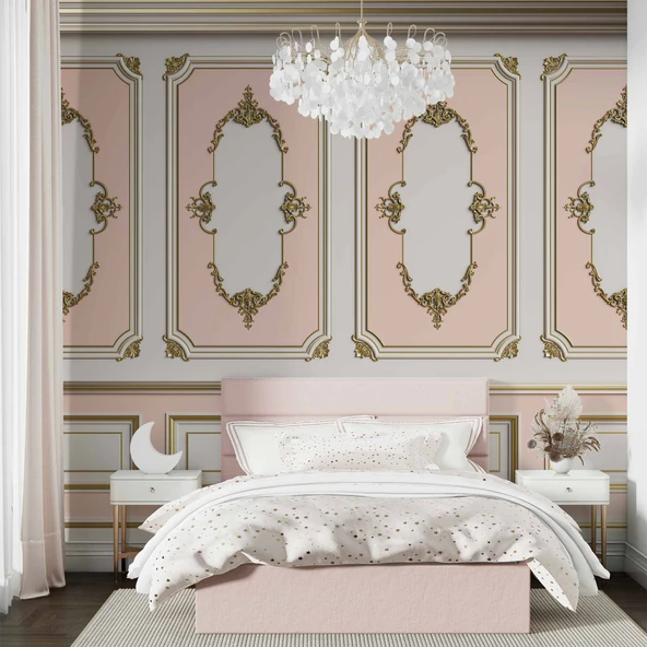 3D Pembe Panel Duvar Kağıdı Baskı - Resim 2