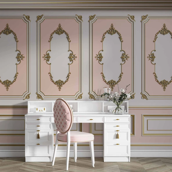 3D Pembe Panel Duvar Kağıdı Baskı - Resim 4