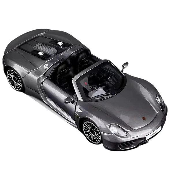 Burago 1:24 Porsche 918 Spyder Model Araba Gri 1/24 Ölçekli Model - 3