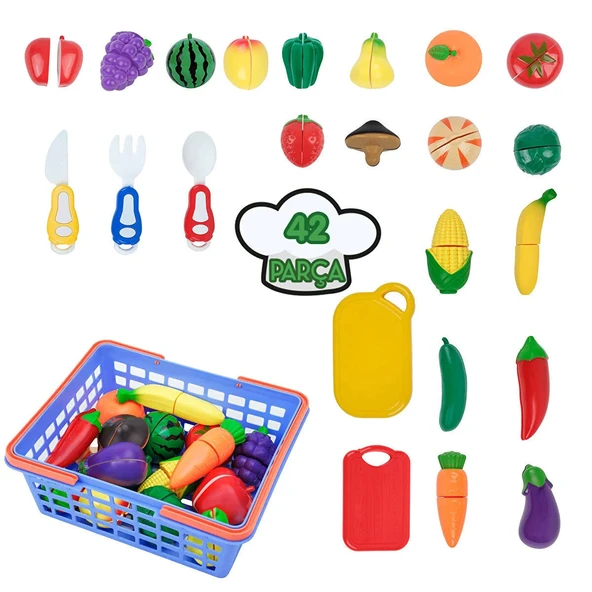 Oyuncak Kesilen Sebze Meyve Seti Kesme Tahtalı 42 Parça - 3
