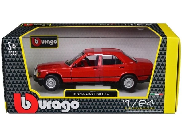 Burago Mercedes 190 E 2.6 Model Araba 1/24 Ölçekli Model Kırmızı - 5