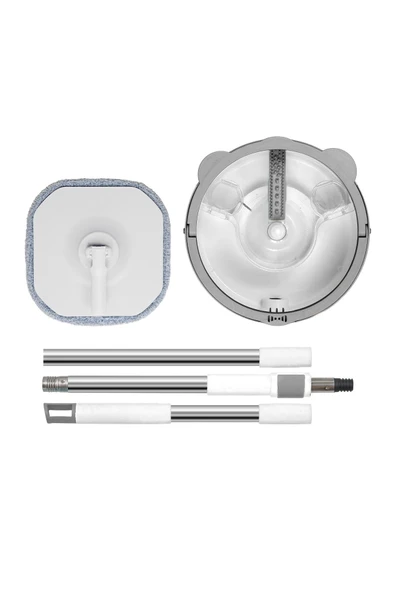 PONY BEYAZ 4 ADET MİKROFİBER MOP TEMİZ & KİRLİ SUYU AYIRMA ÖZELLİĞİ OTOMATİK TEMİZLİK SETİ PASPAS - 2