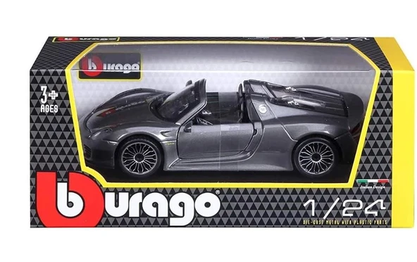 Burago 1:24 Porsche 918 Spyder Model Araba Gri 1/24 Ölçekli Model - 5