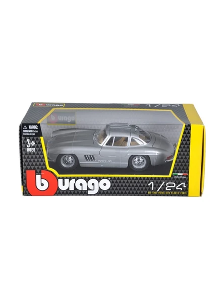 Burago 1/24 Ölçek 1954 Mercedes-Benz 300 SL Klasik Model Araba - Gri - Resim 2
