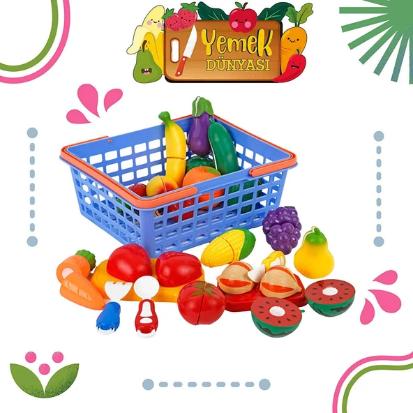 Oyuncak Kesilen Sebze Meyve Seti Kesme Tahtalı 42 Parça