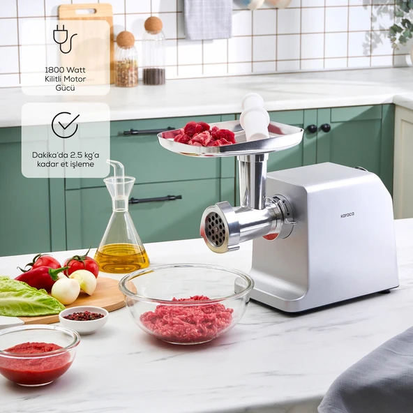 Karaca Sucuk - Sosis ve İçli Aparatlı Kıyma Makinesi Inox - 8