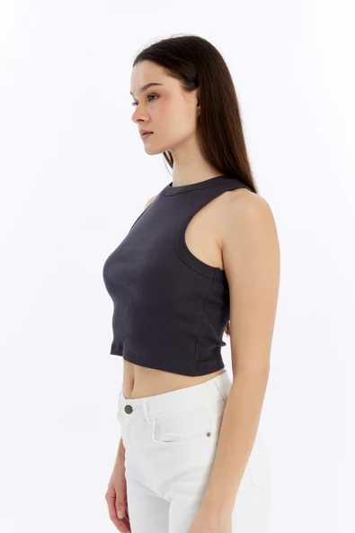 Kadın Fitilli Halter Yaka Crop Atlet - 9