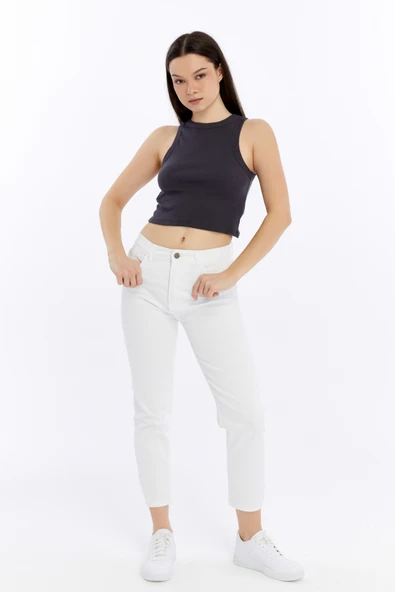 Kadın Fitilli Halter Yaka Crop Atlet - 7