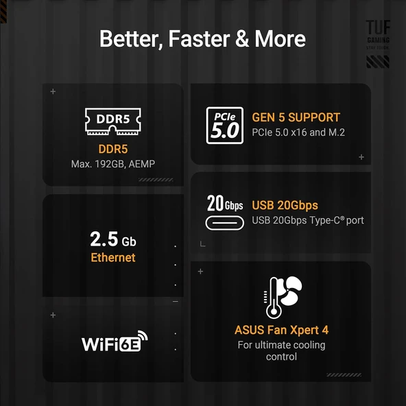 Asus Tuf Gaming B850M-PLUS Wi-Fi AMD AM5 DDR5 Micro ATX Anakart - 5