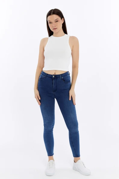 Kadın Fitilli Halter Yaka Crop Atlet - 3