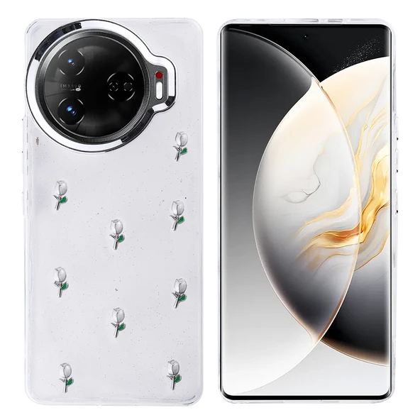 Tecno Camon 30 Pro 5G Kılıf Airbag Tasarımlı Simli Şeffaf Zore Kutup Kapak - 2