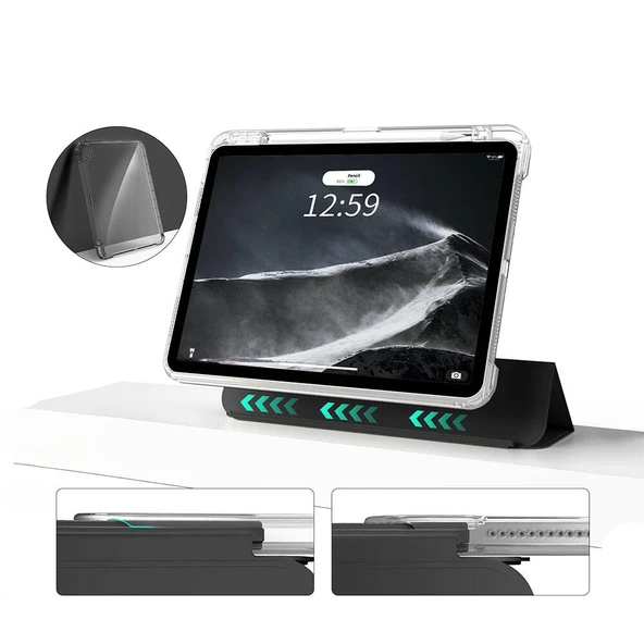 Apple iPad Air 11 2025 M3 Kılıf Magnetik Ayrılabilen Airbagli Zore Sliding Tablet Kılıfı - 11