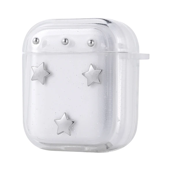 Apple Airpods Zore Airbag 44 Airbag Tasarımlı Simli Şeffaf Kutup Kılıf