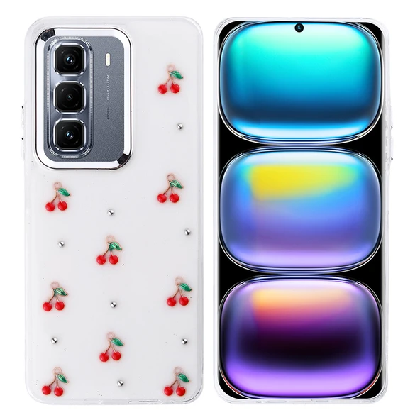 İnfinix Hot 50 Pro Plus 4G Kılıf Airbag Tasarımlı Simli Şeffaf Zore Kutup Kapak - 4