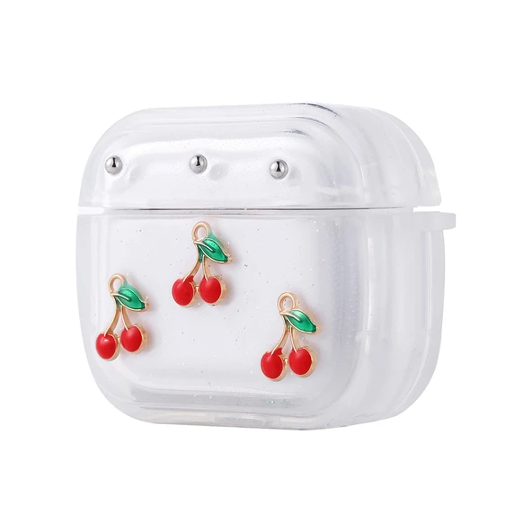 Apple Airpods 3. Nesil Zore Airbag 44 Airbag Tasarımlı Simli Şeffaf Kutup Kılıf - 3