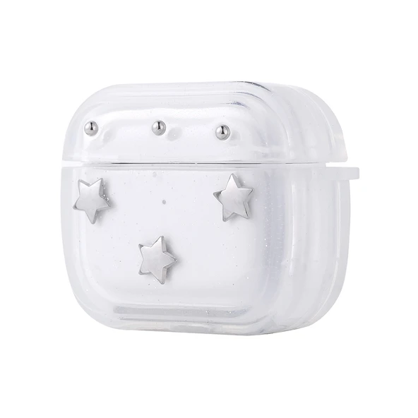 Apple Airpods 3. Nesil Zore Airbag 44 Airbag Tasarımlı Simli Şeffaf Kutup Kılıf