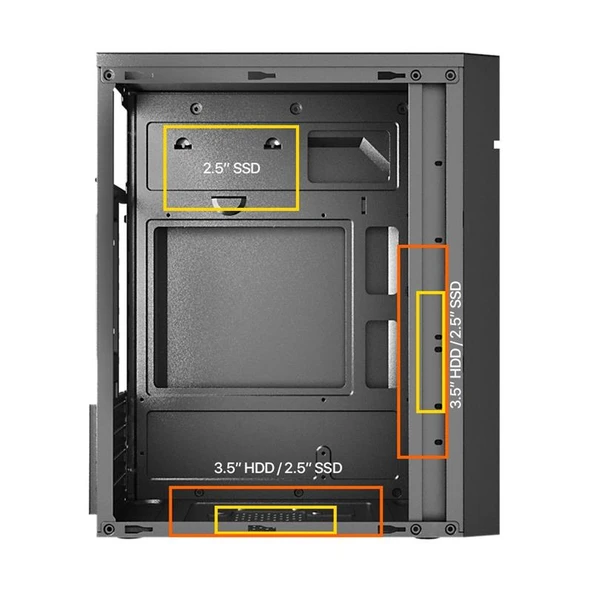 FRISBY FC-2715B 300W 1X120MM FAN USB 2.0 MINI TOWER SİYAH KASA - Resim 2