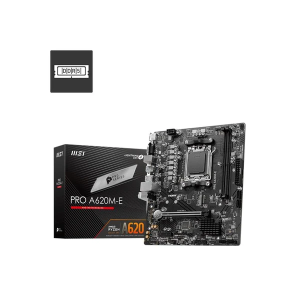 MSI PRO A620M-E DDR5 6800MHZ 1XVGA 1XHDMI 1XM.2 USB 3.2 MATX AM5 (AMD 7000,8000 VE 9000 SERİ İŞLEMCİ UYUMLU)